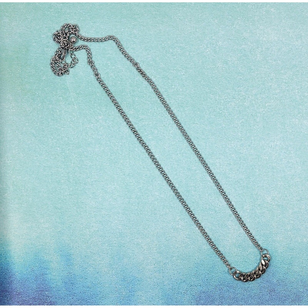 26 In Titanium Steel Chain Necklace with Cuban Chain Link Pendant 2 in Extender - Picture 2 of 3